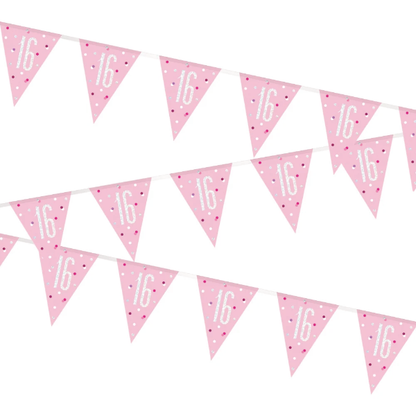 Glitz Pink & Silver Birthday Bunting