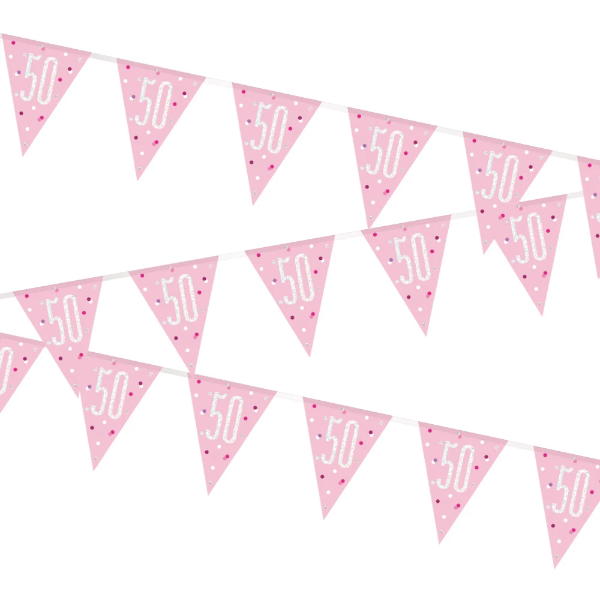 Glitz Pink & Silver Birthday Bunting