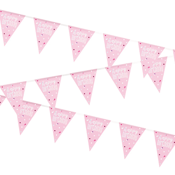 Glitz Pink & Silver Birthday Bunting