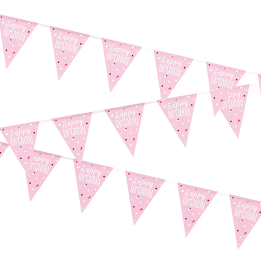 Glitz Pink & Silver Birthday Bunting