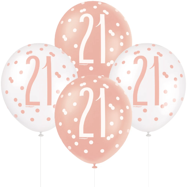 Glitz Rose Gold & White Birthday Balloons